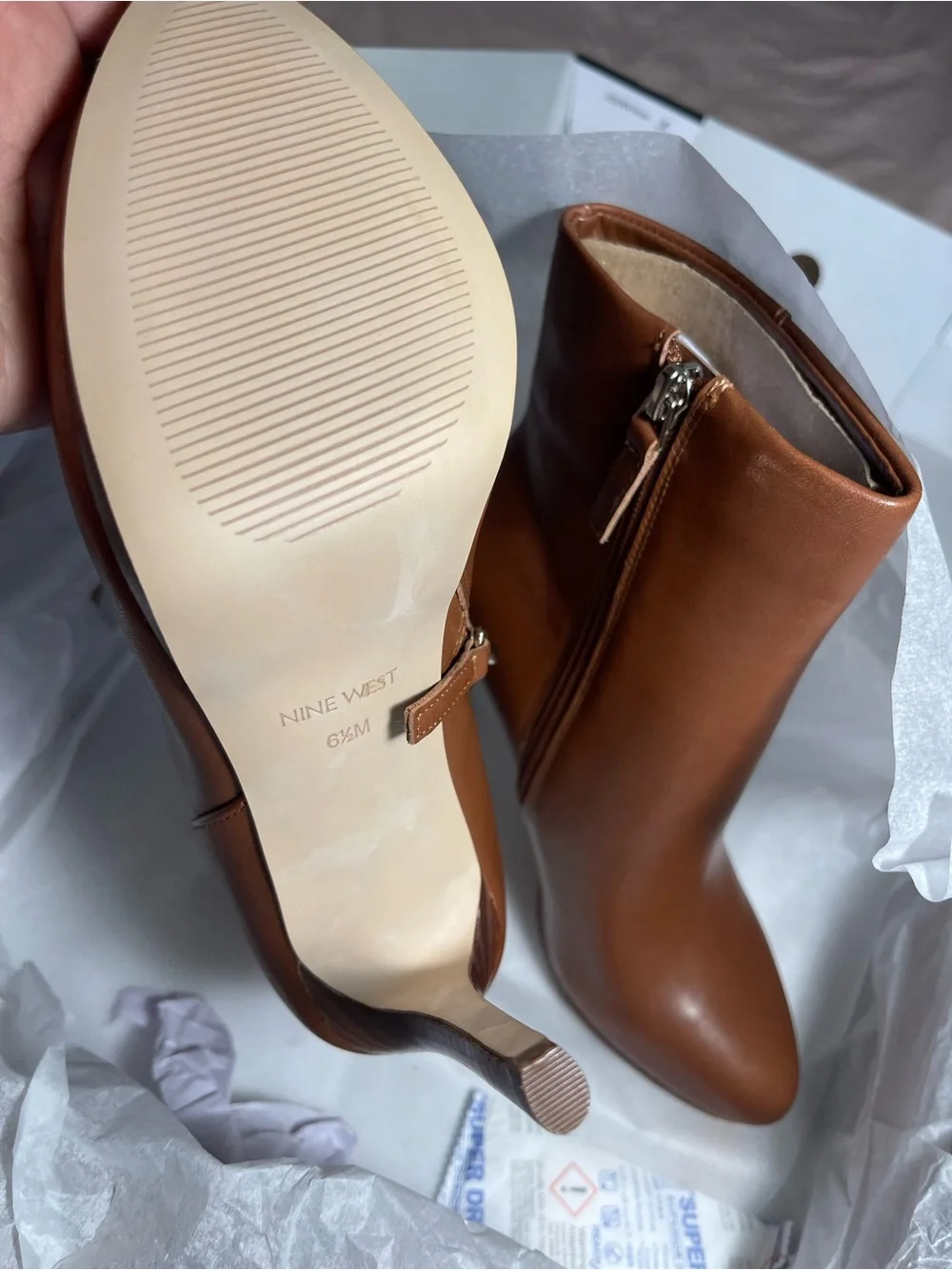 Nine West Cognac Brown Leather Ankle Booties